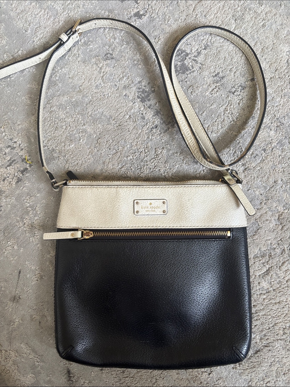 kate spade Black and White Leather Crossbody Bag